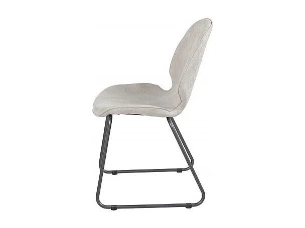 Lot de 2 chaises en suédine gris clair et pieds luge métal - PANAMA