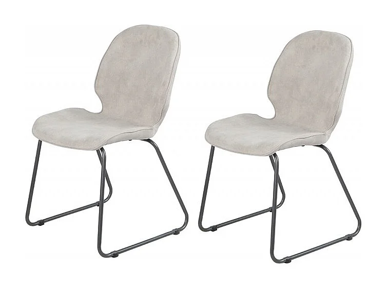 Lot de 2 chaises en suédine gris clair et pieds luge métal - PANAMA