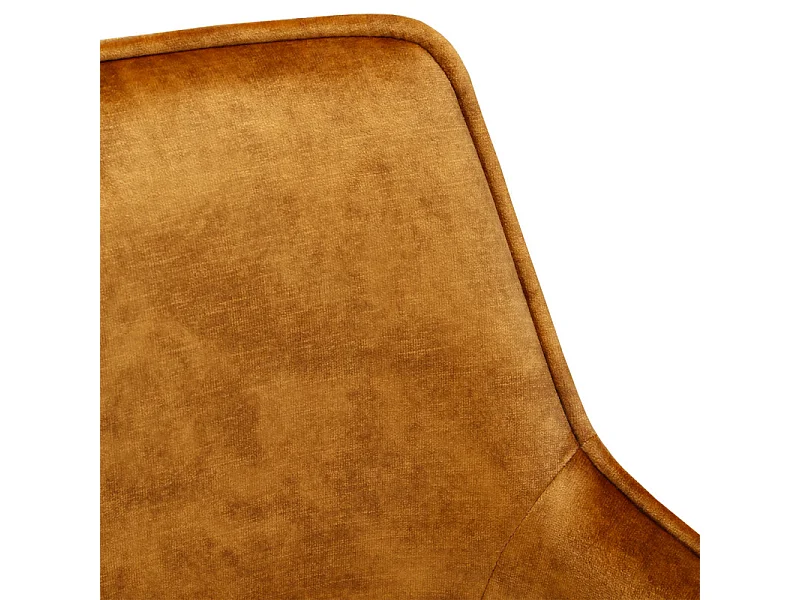 Lot 2 chaises tissu jaune velours piétement luge métal noir - RIO