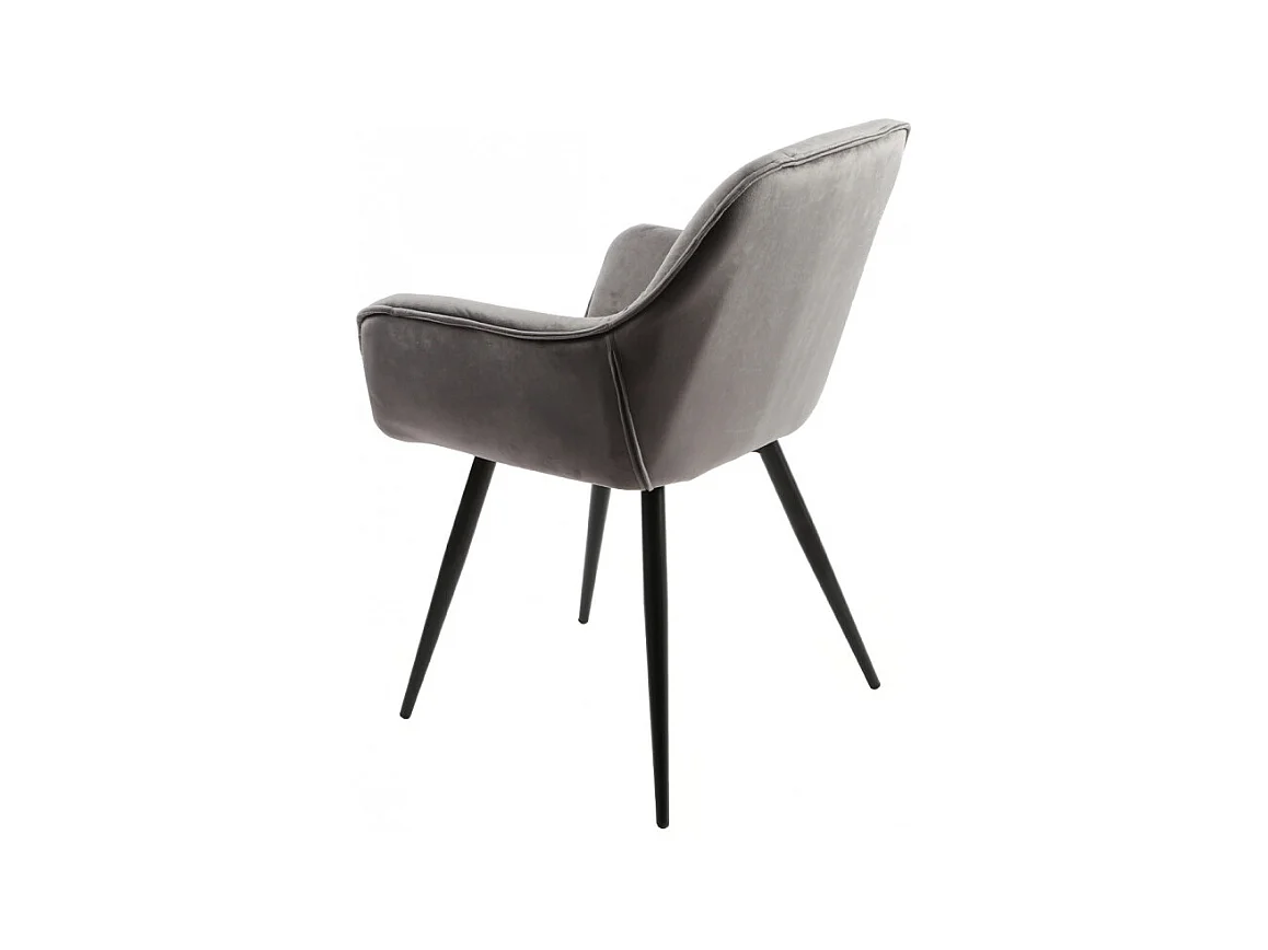 Lot 2 chaises velours gris et piètement métal gris anthracite - STERN