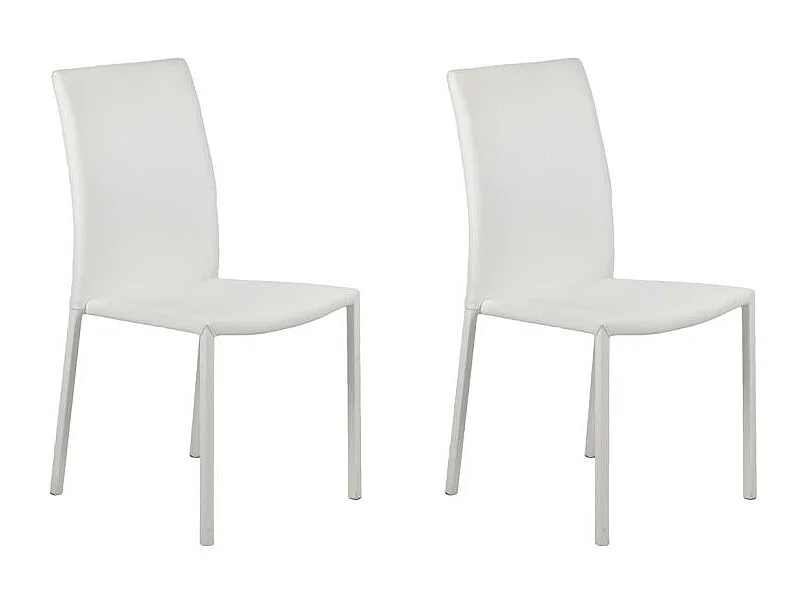 Lot de 2 chaises empilables en simili blanc et 4 pieds en acier - LUFY