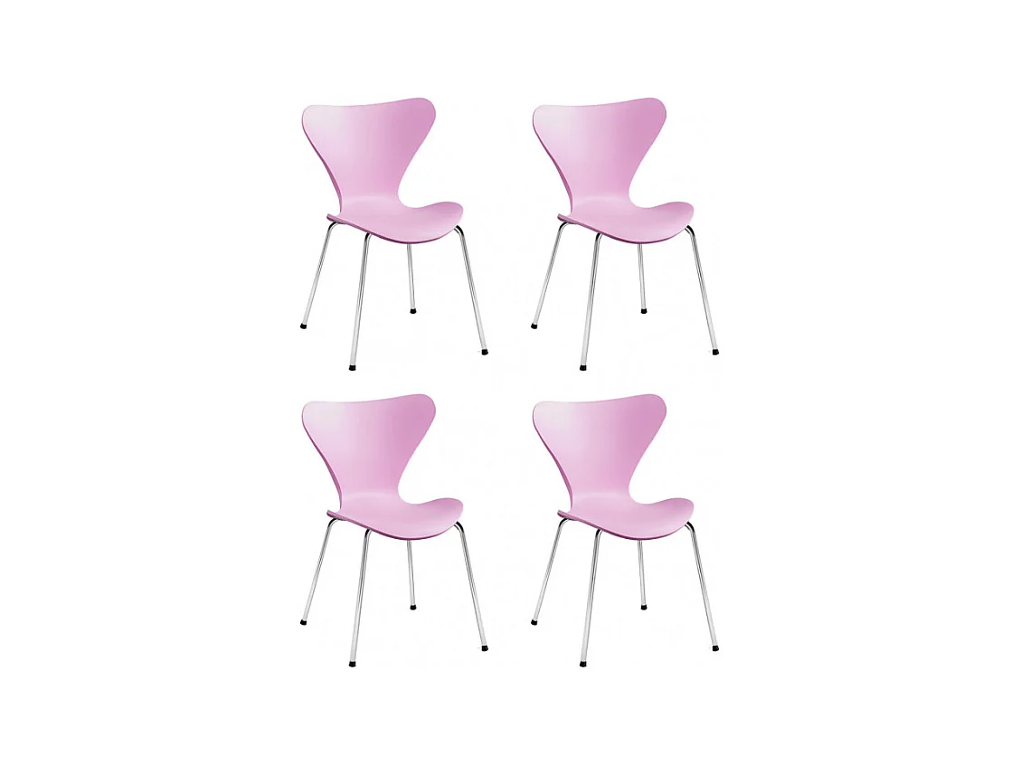 Lot 4 chaises roses empilables avec pieds métal chromé - POP