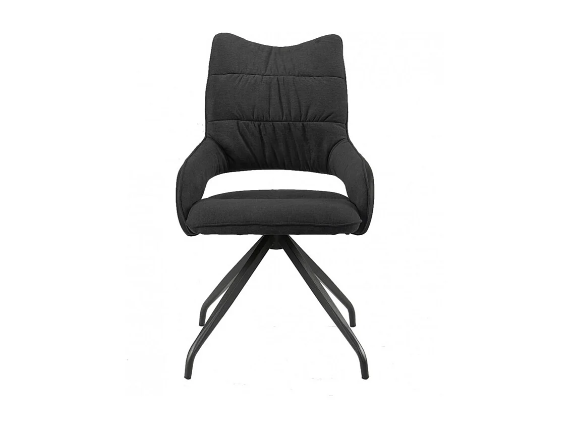 Lot de 2 chaises rotatives en tissu gris foncé et pieds métal - MELOW