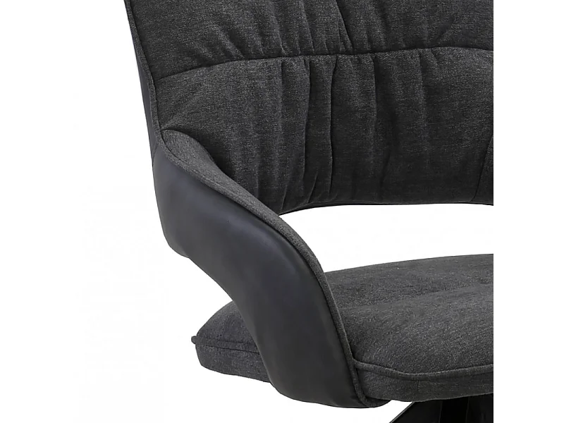 Lot de 2 chaises rotatives en tissu gris foncé et pieds métal - MELOW