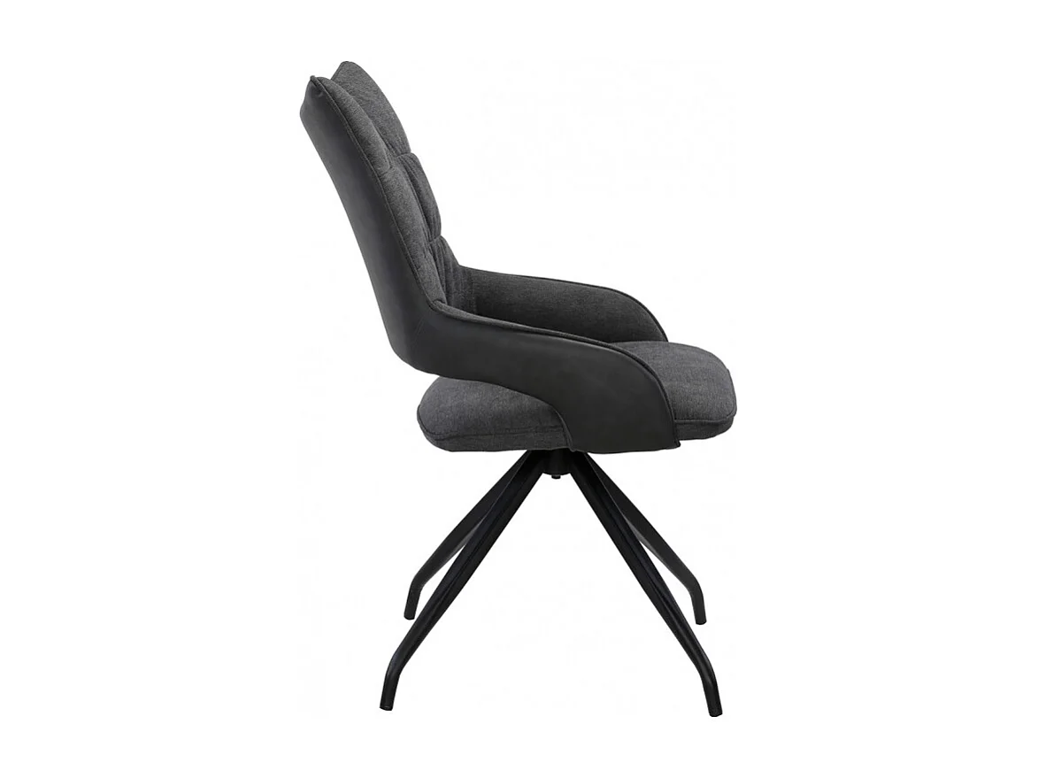 Lot de 2 chaises rotatives en tissu gris foncé et pieds métal - MELOW