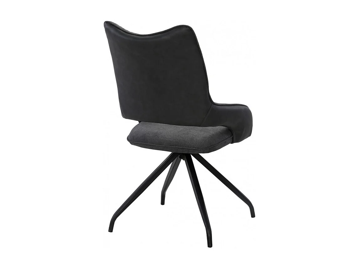 Lot de 2 chaises rotatives en tissu gris foncé et pieds métal - MELOW