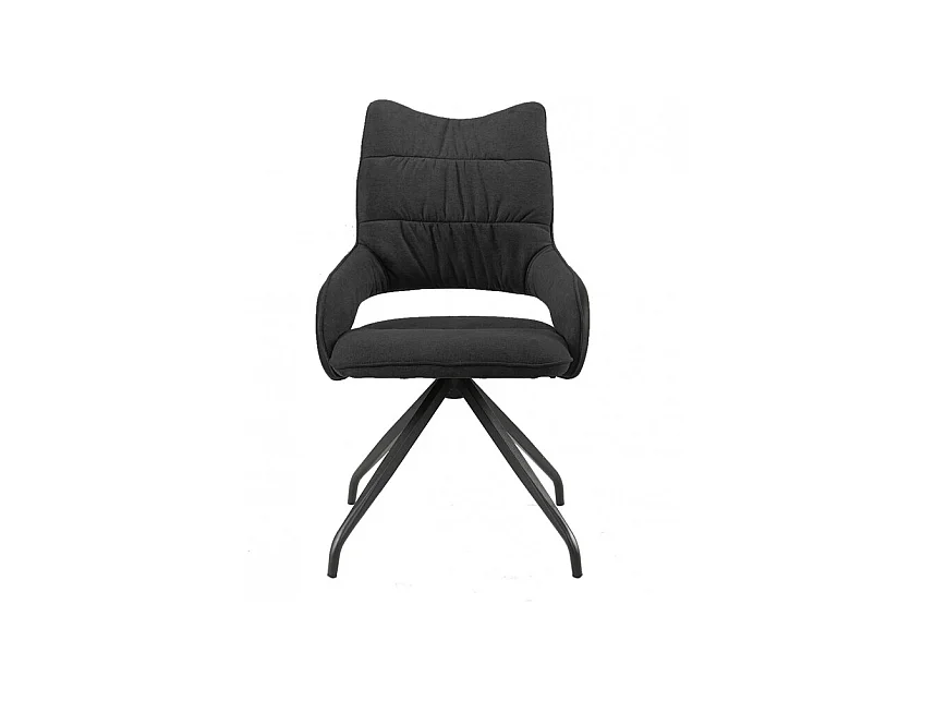 Lot de 2 chaises rotatives en tissu gris foncé et pieds métal - MELOW