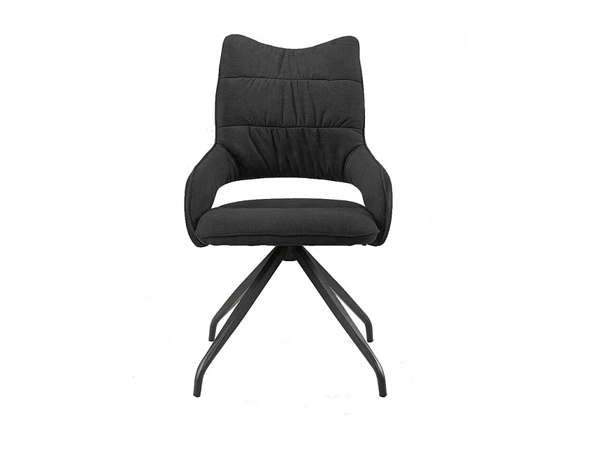 Lot de 2 chaises rotatives en tissu gris foncé et pieds métal - MELOW