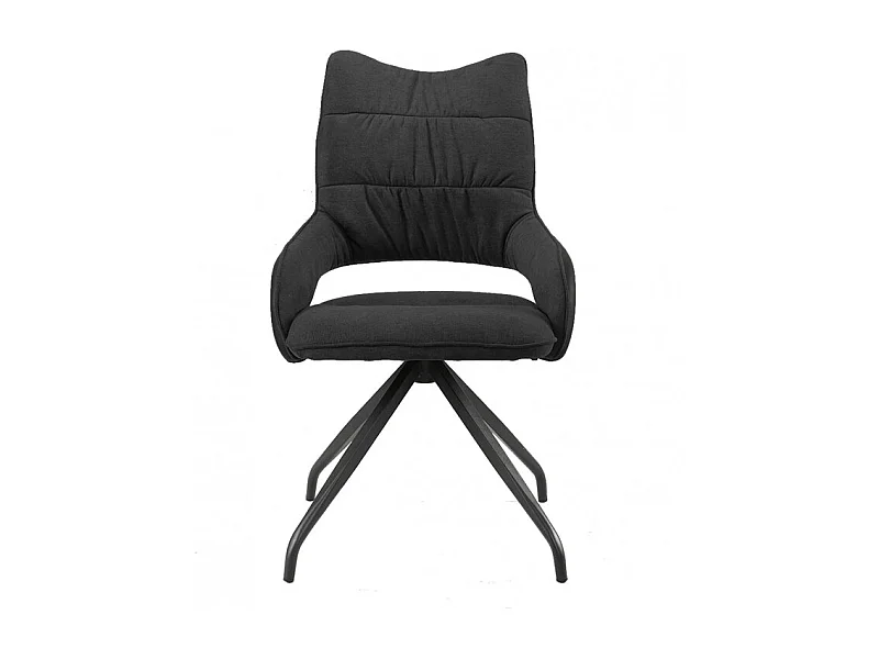 Lot de 2 chaises rotatives en tissu gris foncé et pieds métal - MELOW