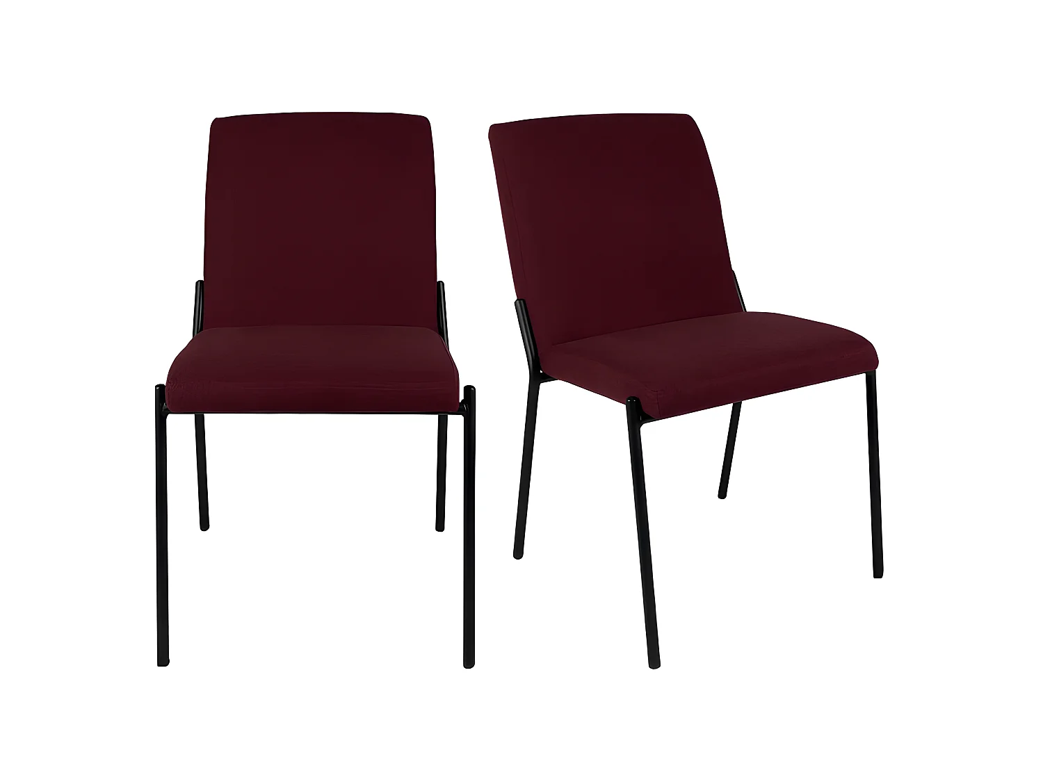 Lot de 2 chaises en tissu rouge et piètement métal noir - OFFICE 1500