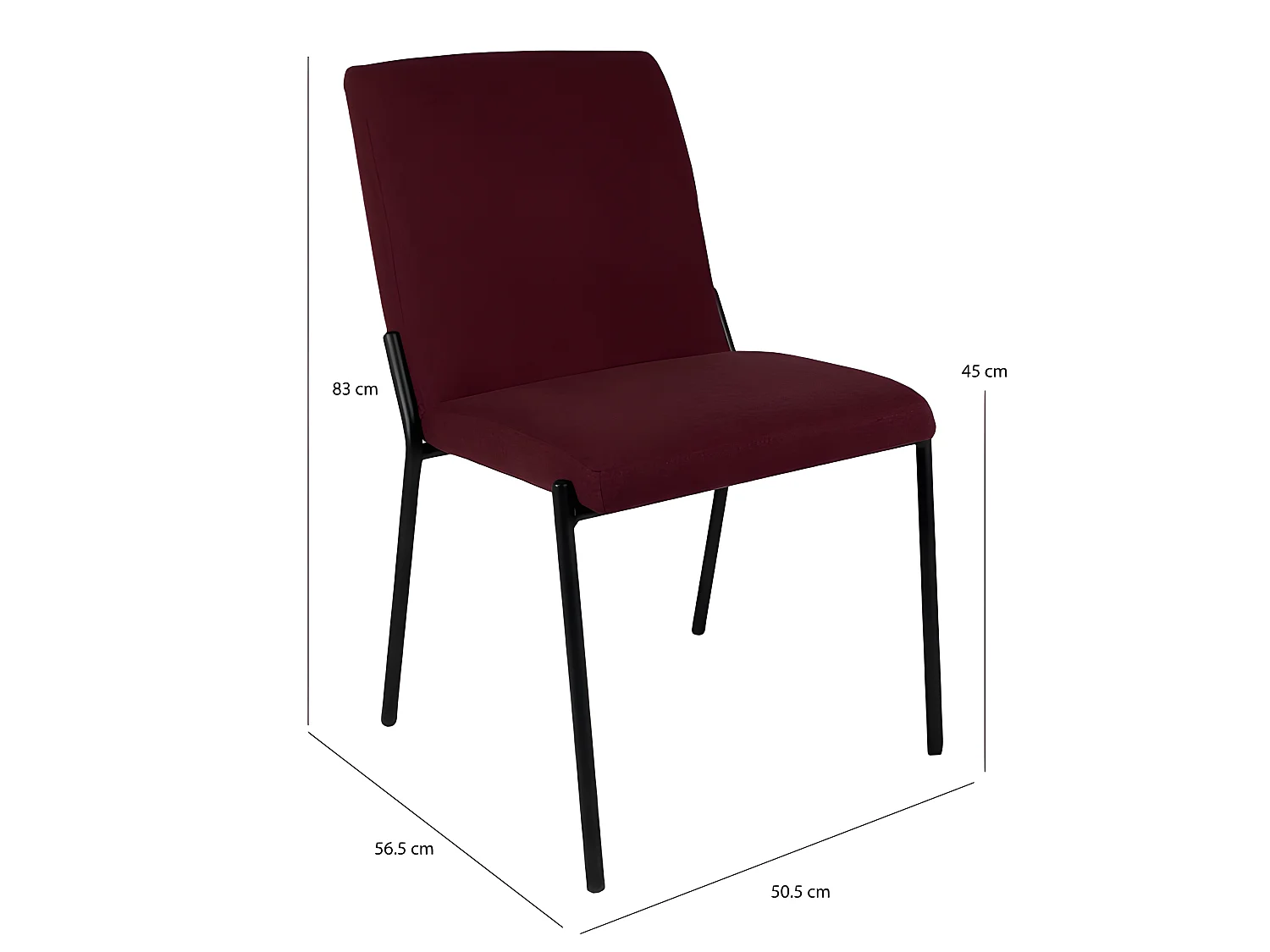 Lot de 2 chaises en tissu rouge et piètement métal noir - OFFICE 1500
