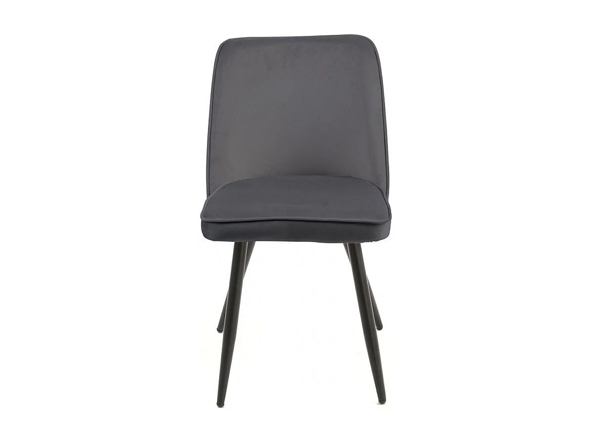 Lot de 2 chaises en velours gris foncé piètement en métal noir – TELLY