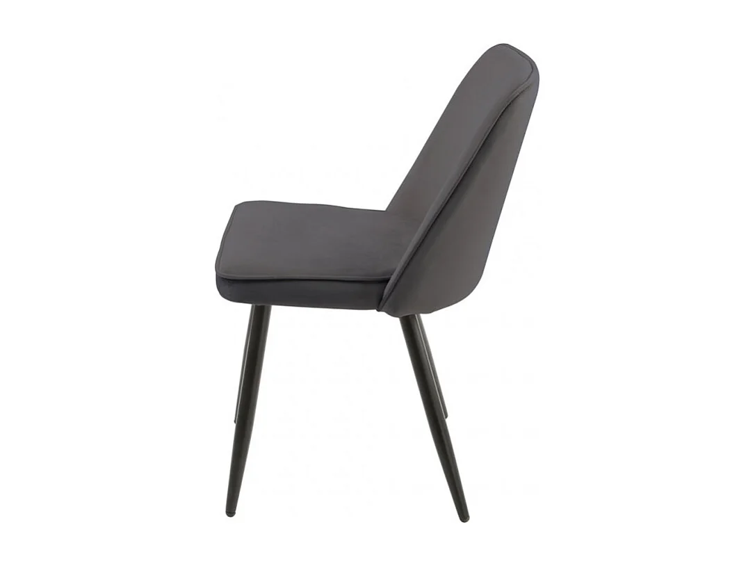 Lot de 2 chaises en velours gris foncé piètement en métal noir – TELLY