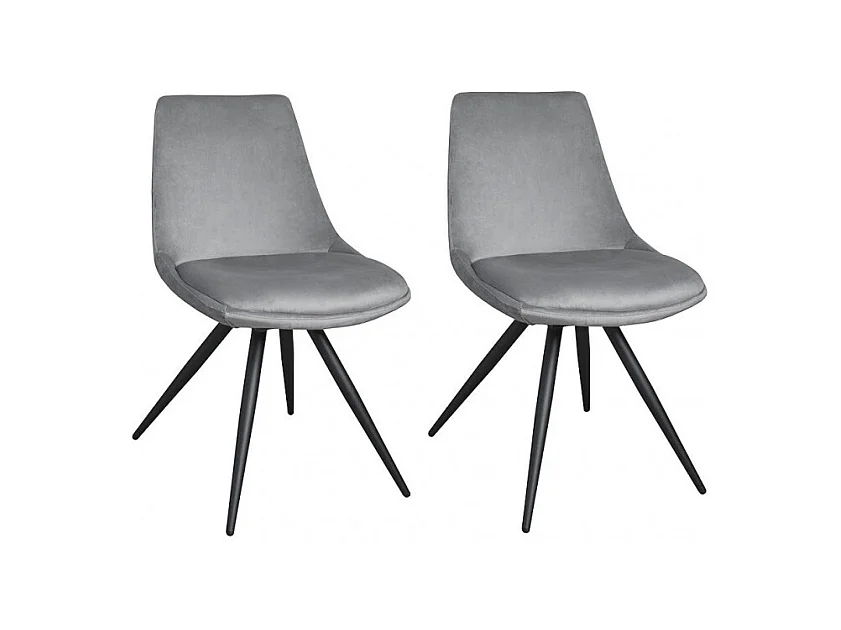 Lot de 2 chaises en velours gris - LOUNA