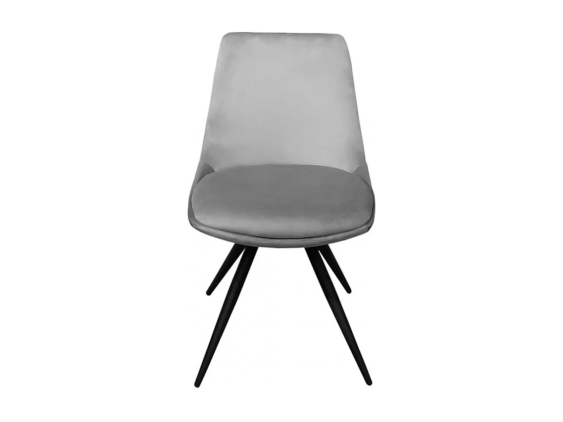 Lot de 2 chaises en velours gris pieds métal noir - LOUNA