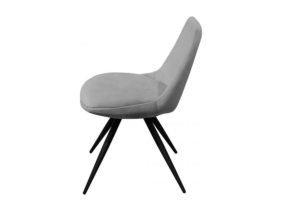 Lot de 2 chaises en velours gris pieds métal noir - LOUNA