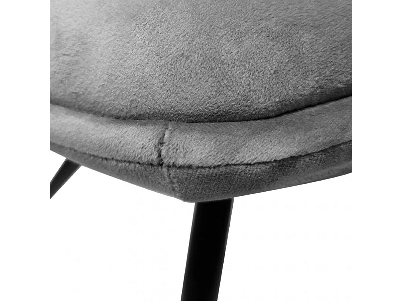 Lot de 2 chaises en velours gris pieds métal noir - LOUNA