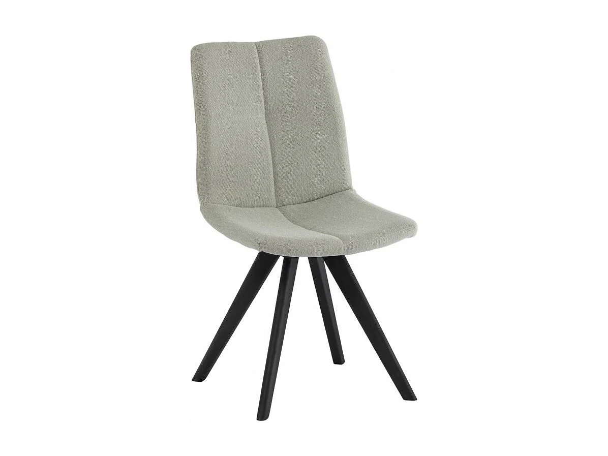 Lot de 2 chaises tissu vert et piètement en chêne massif noir - MISU
