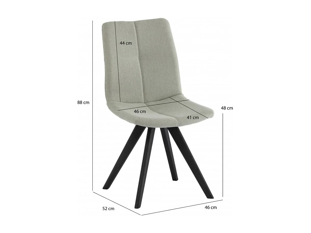 Lot de 2 chaises tissu vert et piètement en chêne massif noir - MISU