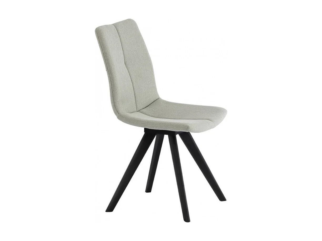 Lot de 2 chaises tissu vert et piètement en chêne massif noir - MISU