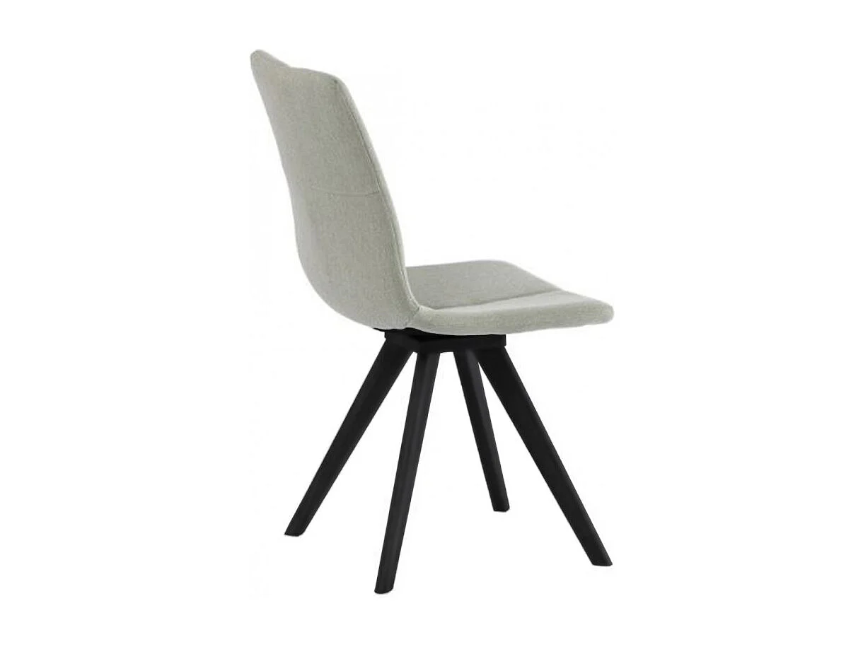 Lot de 2 chaises tissu vert et piètement en chêne massif noir - MISU