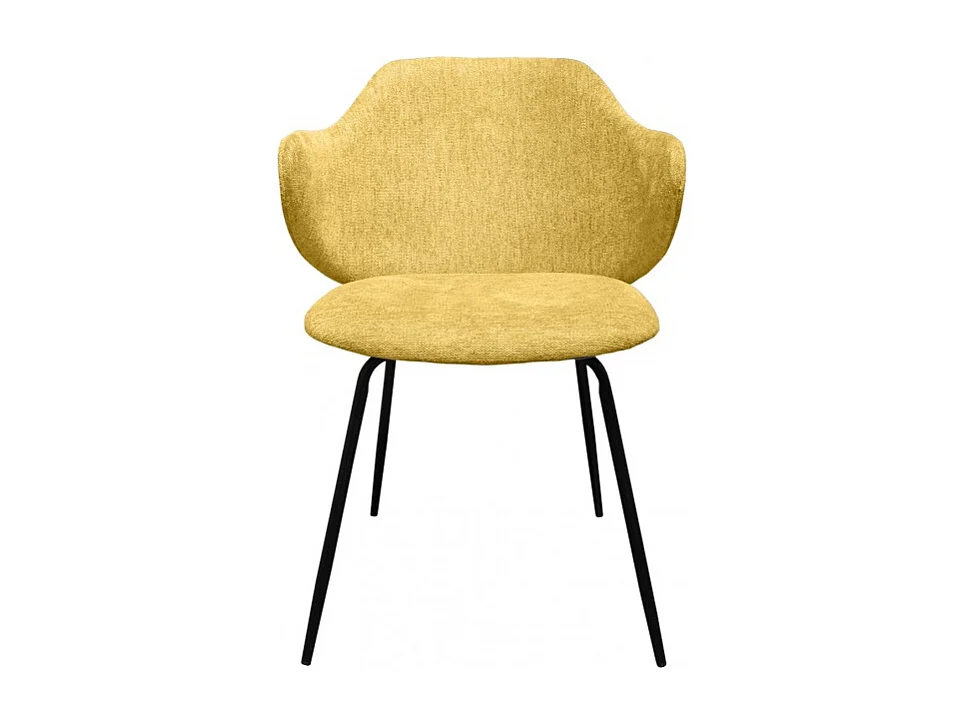 Lot de 2 chaises design en tissu jaune chiné pieds métal noir - VAN