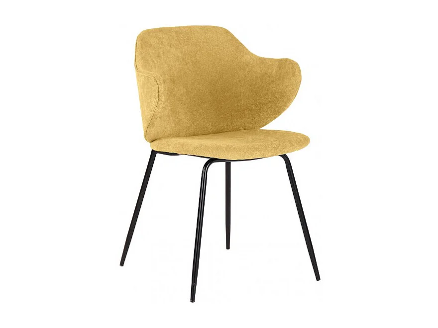 Lot de 2 chaises design en tissu jaune chiné pieds métal noir - VAN