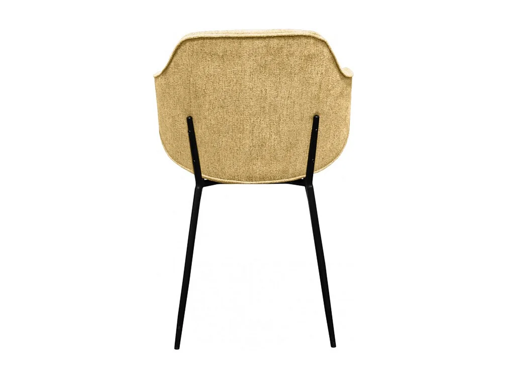 Lot de 2 chaises design en tissu jaune chiné pieds métal noir - VAN