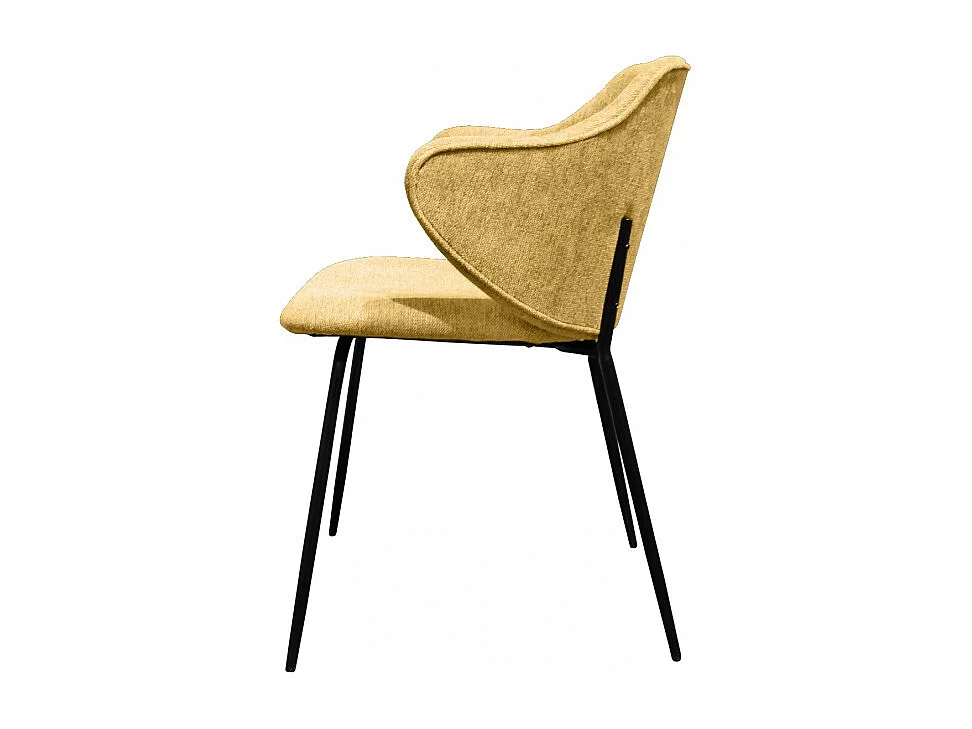 Lot de 2 chaises design en tissu jaune chiné pieds métal noir - VAN