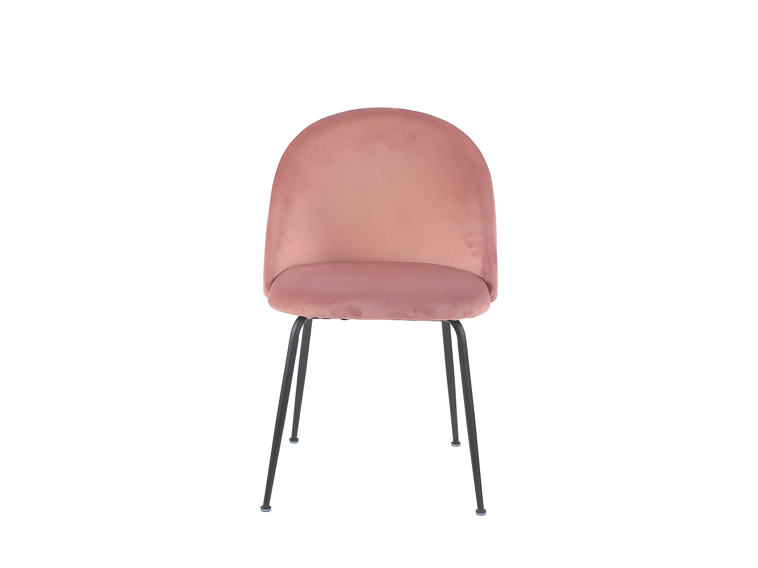 Lot 4 chaises roses en velours et pieds métal noir - FARA