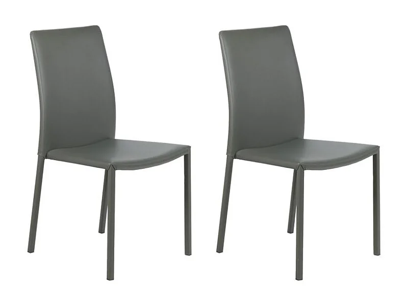 Lot de 2 chaises empilables en simili gris et 4 pieds en acier - LUFY