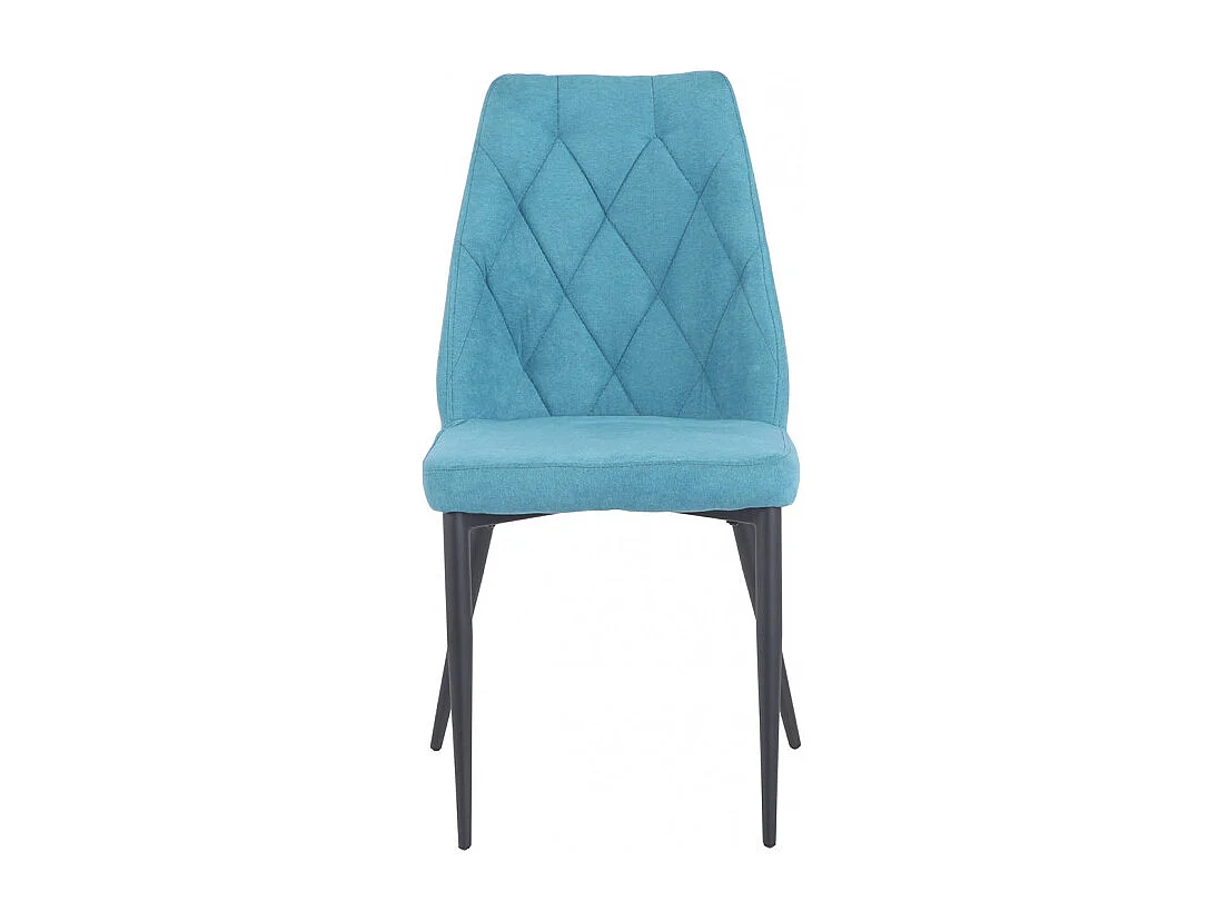 Lot de 4 chaises tissu bleu capitonné et pieds métal - RITA