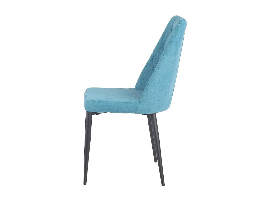 Lot de 4 chaises tissu bleu capitonné et pieds métal - RITA