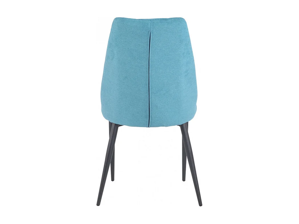 Lot de 4 chaises tissu bleu capitonné et pieds métal - RITA