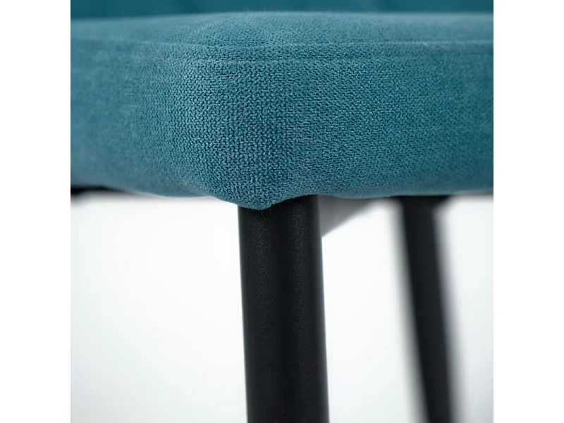 Lot de 4 chaises tissu bleu capitonné et pieds métal - RITA