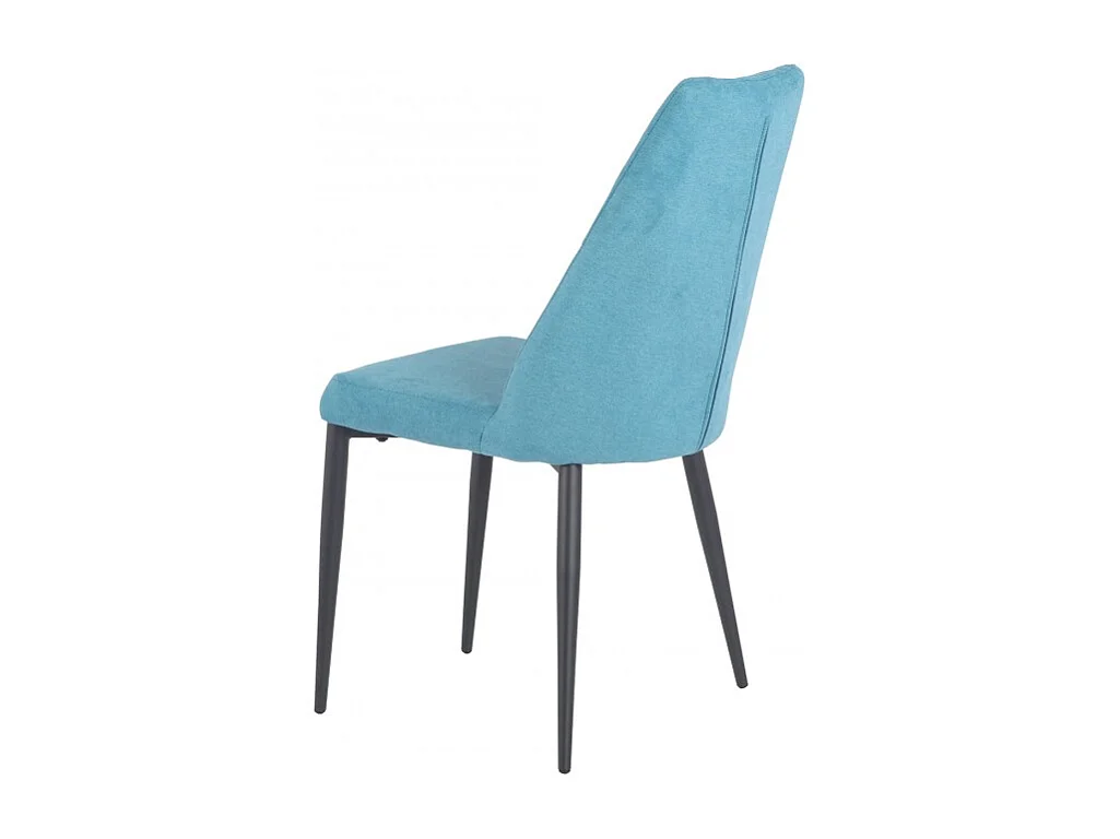 Lot de 4 chaises tissu bleu capitonné et pieds métal - RITA