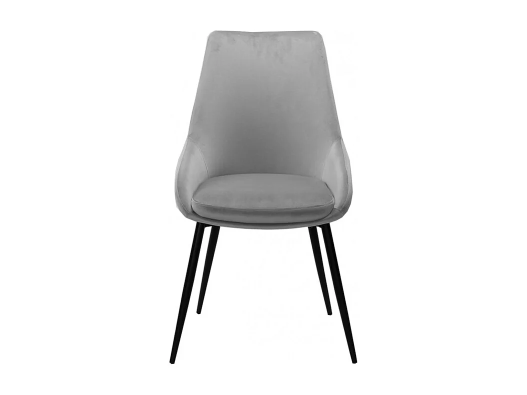 Lot de 2 chaises en velours gris et piètement en métal noir - JAZZY