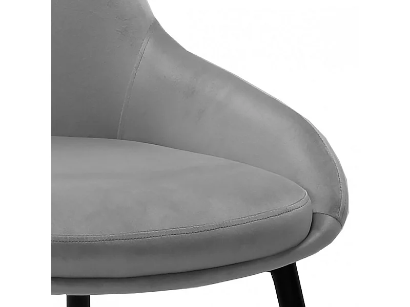 Lot de 2 chaises en velours gris et piètement en métal noir - JAZZY