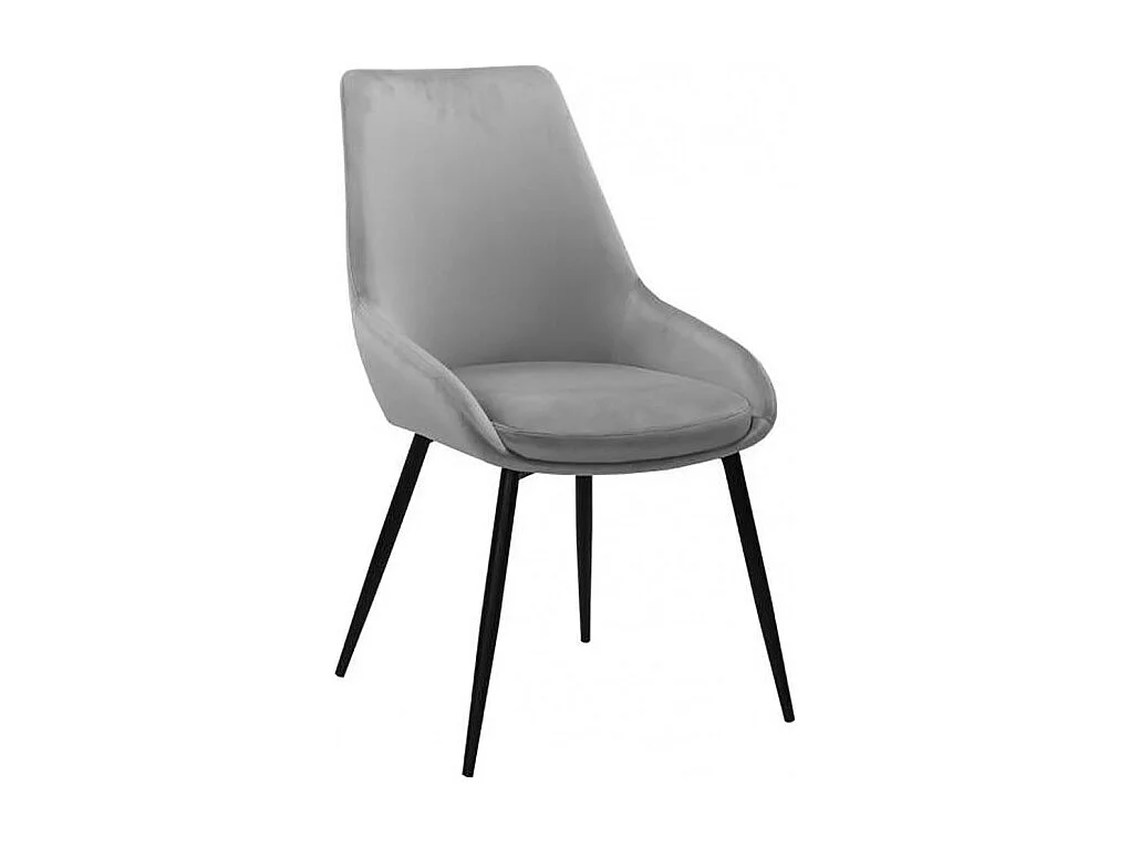 Lot de 2 chaises en velours gris et piètement en métal noir - JAZZY