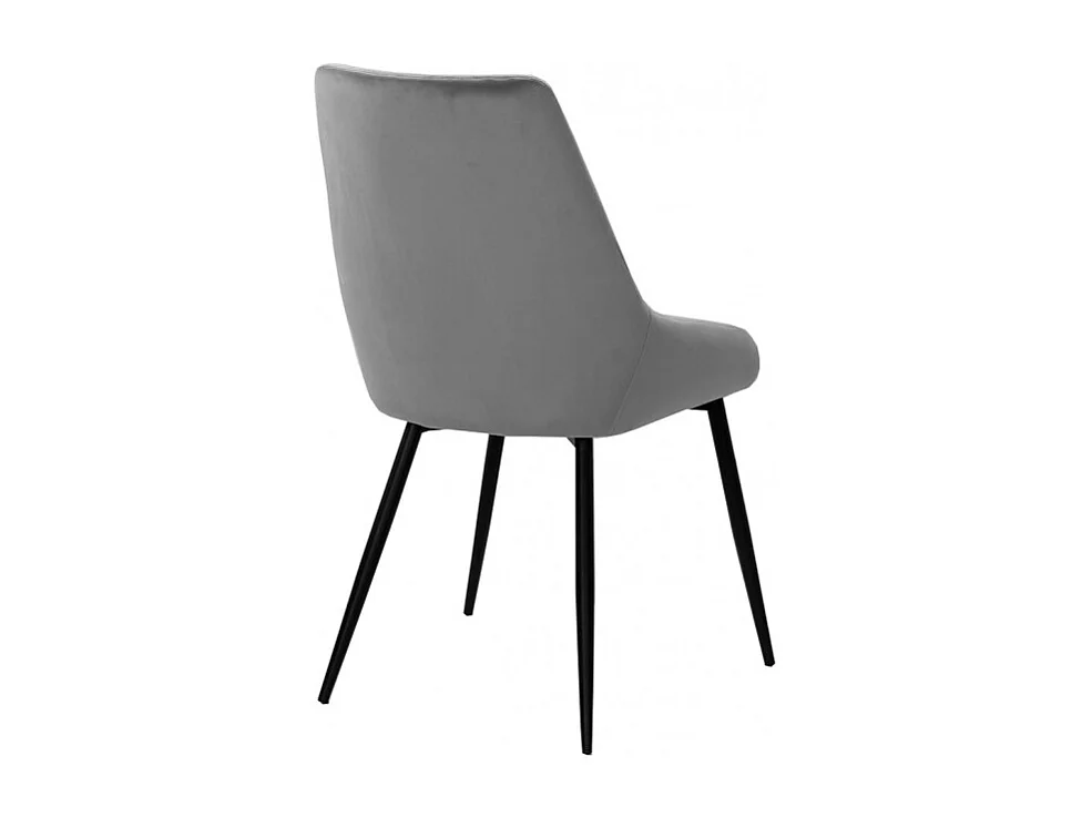 Lot de 2 chaises en velours gris et piètement en métal noir - JAZZY