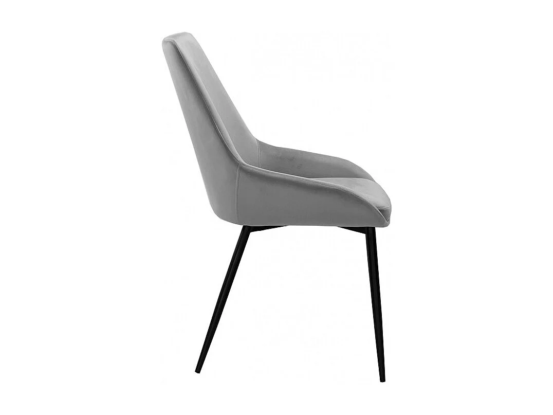 Lot de 2 chaises en velours gris et piètement en métal noir - JAZZY
