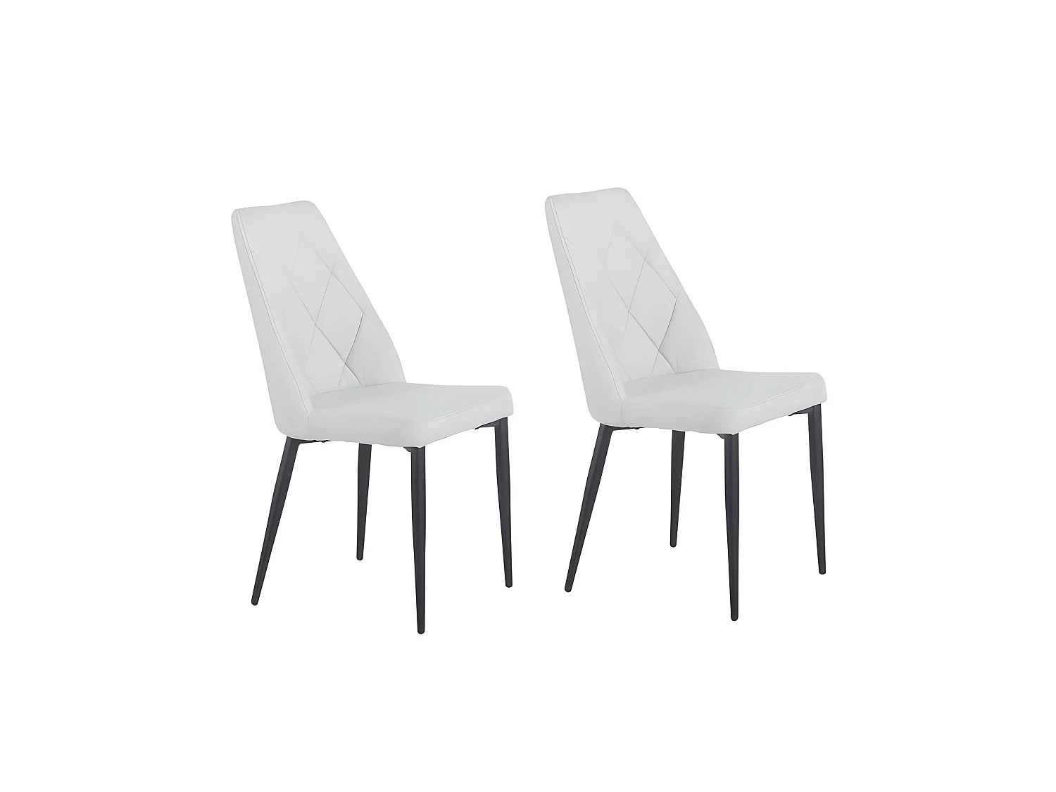 Lot de 2 chaises en tissu gris clair et pieds métal noir - RITA