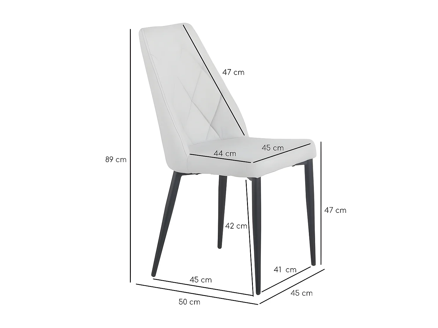 Lot de 2 chaises en tissu gris clair et pieds métal noir - RITA