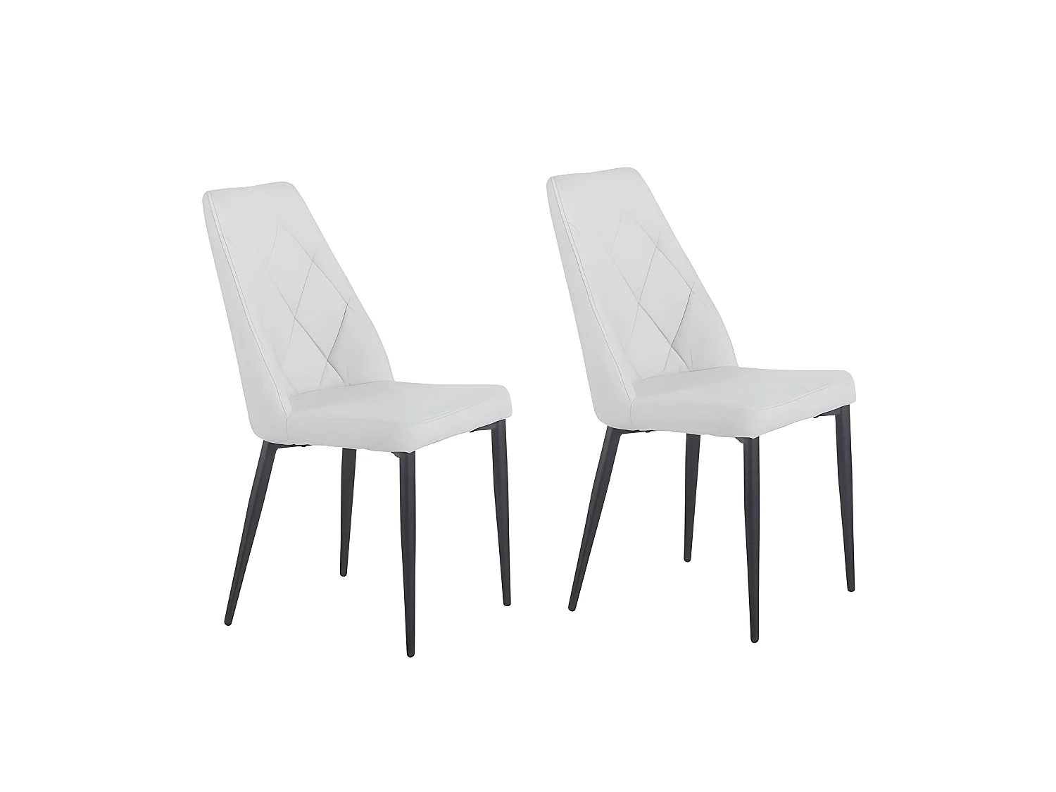 Lot de 2 chaises en tissu gris clair et pieds métal noir - RITA