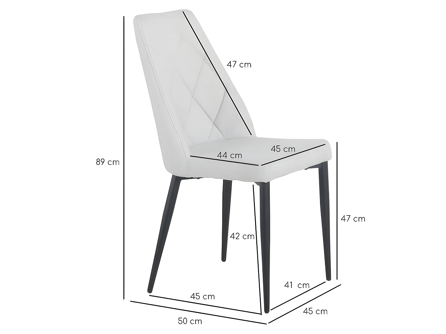 Lot de 2 chaises en tissu gris clair et pieds métal noir - RITA