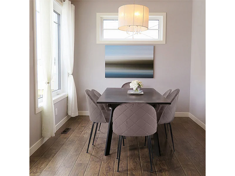 Lot 4 chaises marron en velours et pieds métal noir - FARA