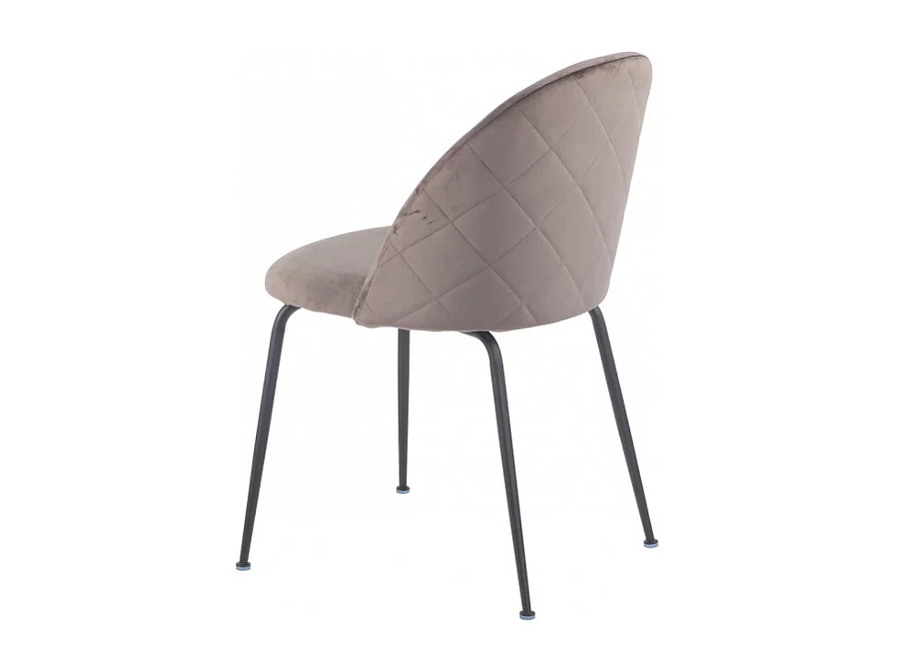 Lot 4 chaises marron en velours et pieds métal noir - FARA