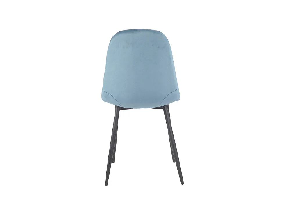 Lot de 4 chaises scandinave velours bleu et pieds métal noir - BIBA