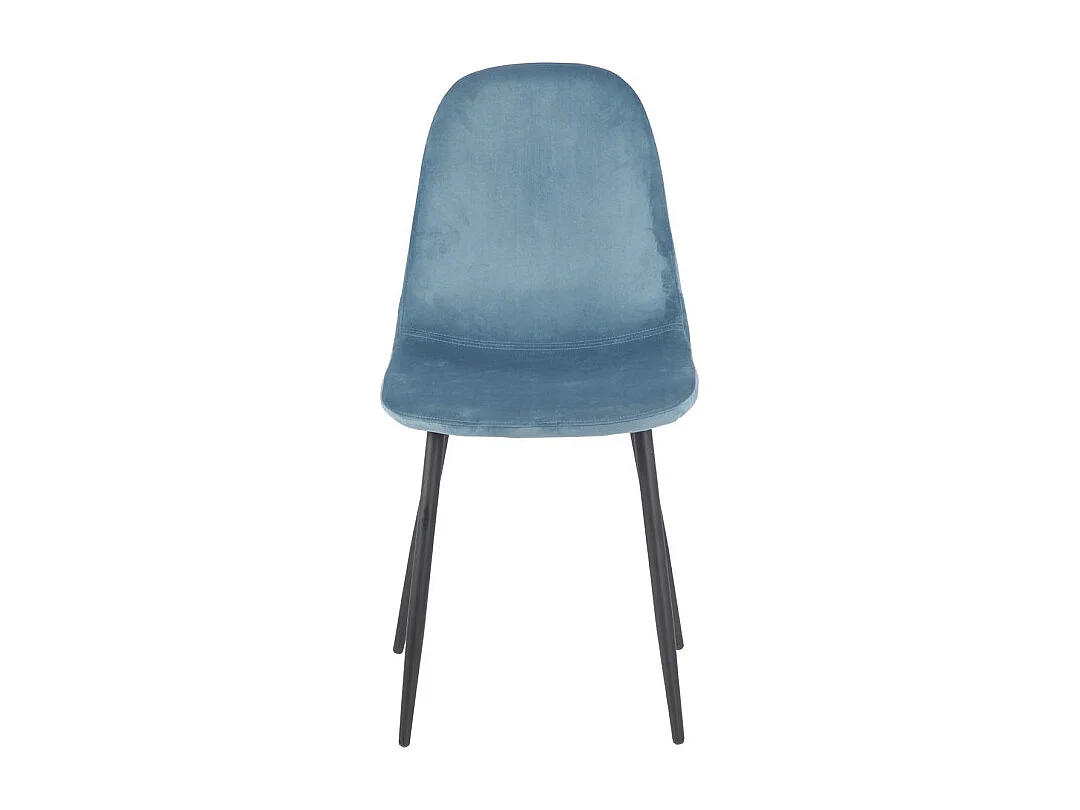 Lot de 4 chaises scandinave velours bleu et pieds métal noir - BIBA