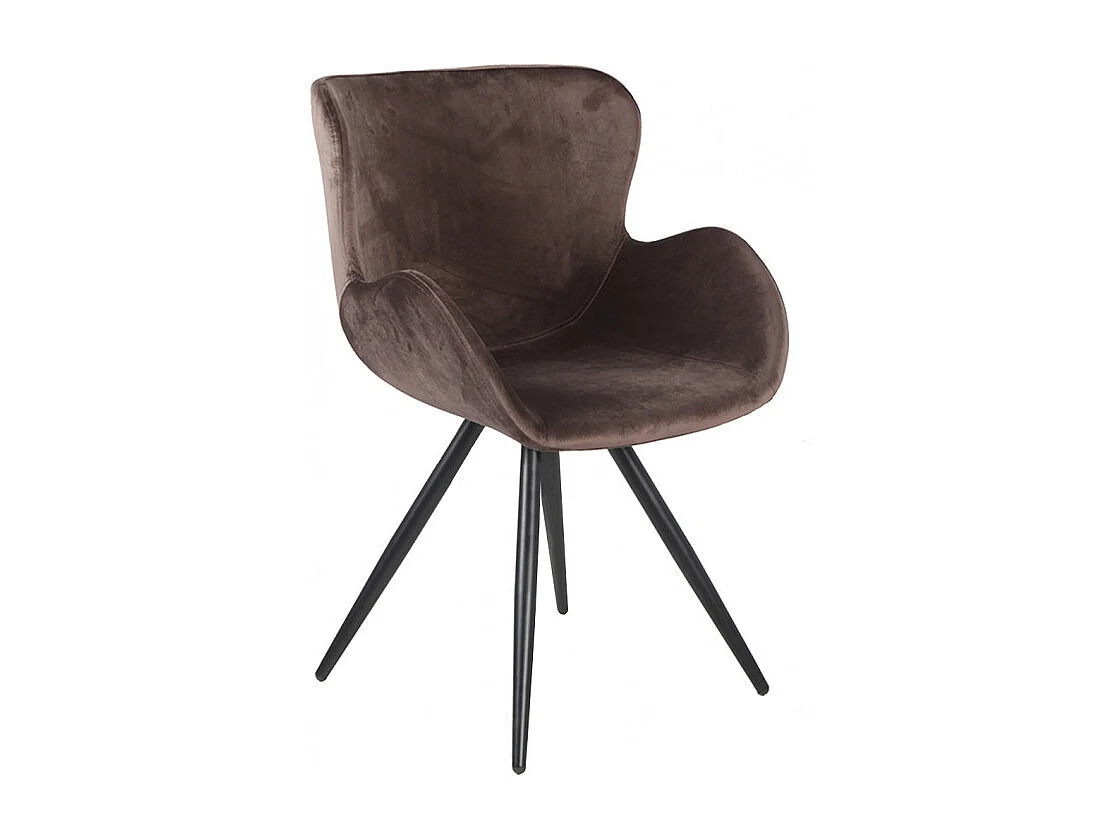 Lot de 2 chaises style scandinave velours marron et métal noir - LOTUS